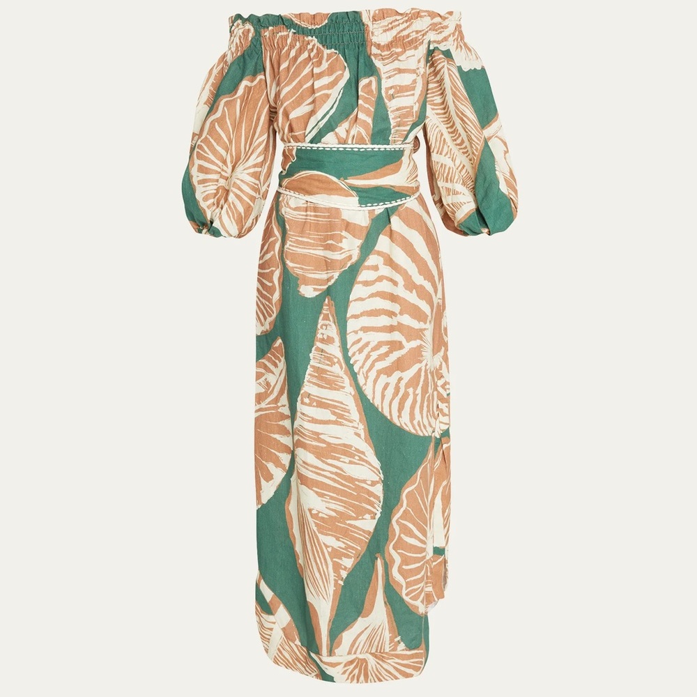 Johanna Ortiz "Palomino" midi dress in a seashell print